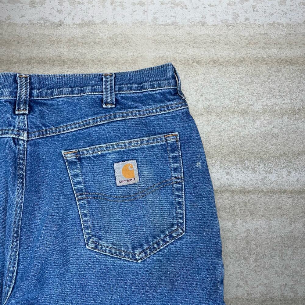 Vintage 90s Carhartt Jeans 36x30 Relaxed Fit Medium Wash Work Wear Denim White - Picture 3 of 5